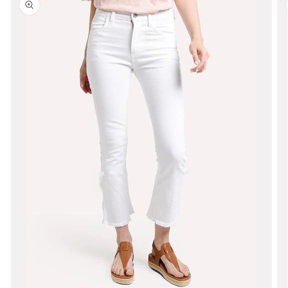 Citizens of Humanity Drew Fray High-Rise Cropped Flare White Jeans - Picture 1 of 10